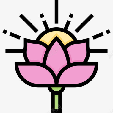 莲花印度10线形颜色图标图标