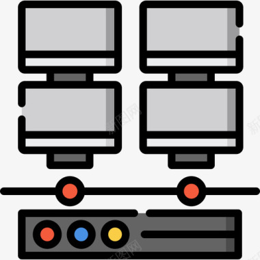 技术素材连接互联网技术16线性颜色图标图标