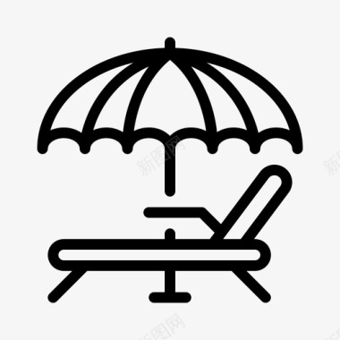 沙滩椅椅子休闲伞图标图标
