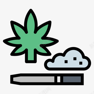 大麻嬉皮士和和平3线性颜色图标图标