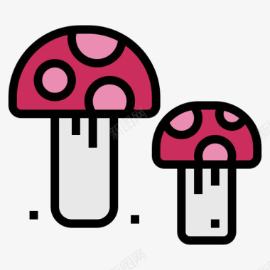 蘑菇嬉皮士和平3线性颜色图标图标