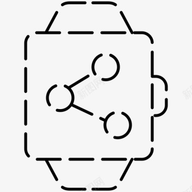 矢量虚线底纹社交媒体共享智能手表图标图标
