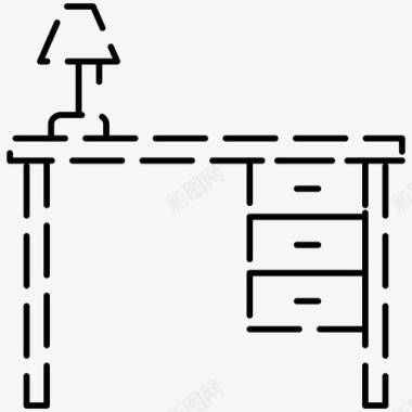 桌子抽屉家具虚线图标图标