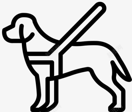 牵着导盲犬导盲犬无障碍线性图标图标