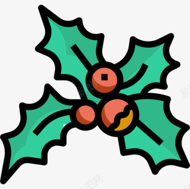 150槲寄生圣诞150线形颜色图标图标