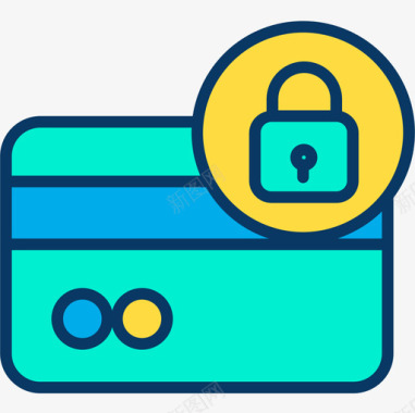 安全锁孔信用卡网络安全11线性彩色图标图标