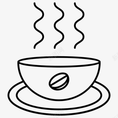 热咖啡杯子咖啡店轮廓图标图标