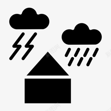 闪电雨季节图标图标