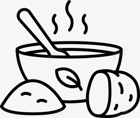 土豆汤碗食物图标图标