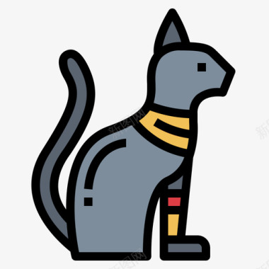 猫埃及29线形颜色图标图标