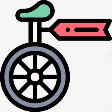 独轮车嘉年华24线性颜色图标图标