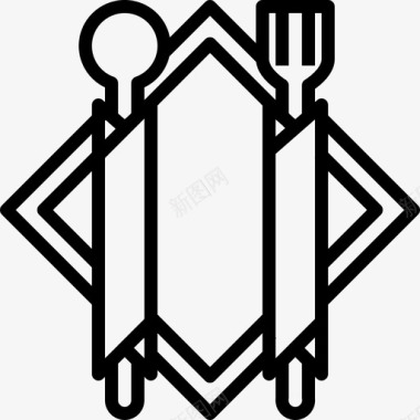 勺子和叉子晚餐盘子图标图标