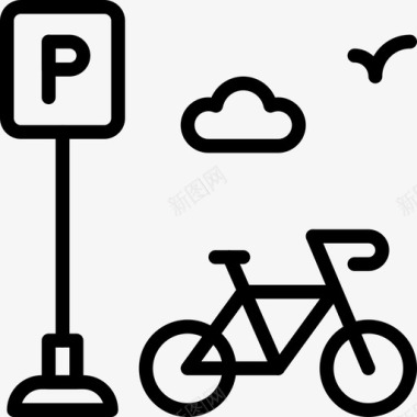 自行车城市卷24直线型图标图标