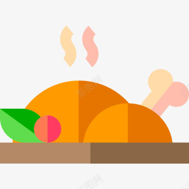 圣诞之夜烤鸡圣诞食品和饮料图标图标