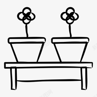 花盆家具手绘图标图标