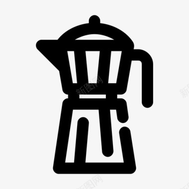 加粗水壶咖啡厨房图标图标