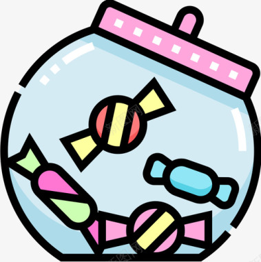 糖果罐糖果和糖果7线性颜色图标图标