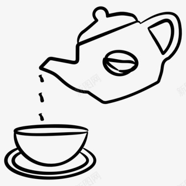 倒咖啡壶咖啡店手绘图标图标