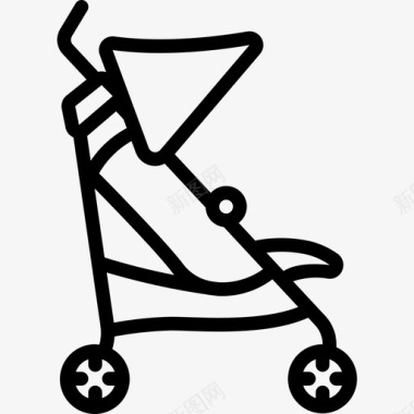 婴儿推车抚养儿童直系图标图标