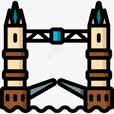 伦敦桥伦敦桥英国4线性颜色图标图标