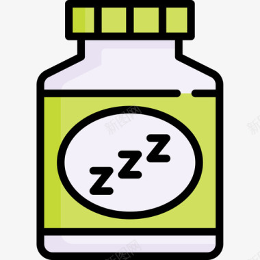 失眠睡眠时间17线性颜色图标图标