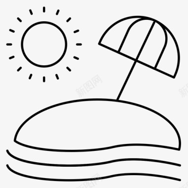 沙滩夏天雨伞图标图标