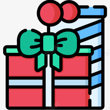 礼品礼品冬季54线性颜色图标图标