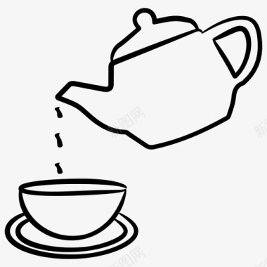 倾倒咖啡土耳其咖啡壶手绘咖啡壶图标图标