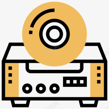 Cd播放器音乐和多媒体5黄色阴影图标图标