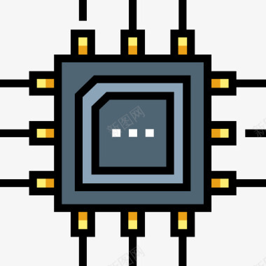 线性彩色37电子处理器图标图标