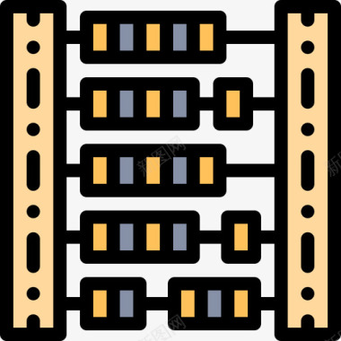 算盘珠算盘婴儿92线性颜色图标图标