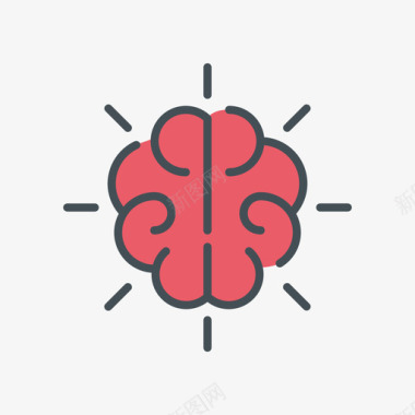 大脑人类2线性颜色图标图标