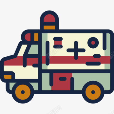救护车救护车运输120线性颜色图标图标