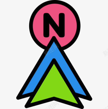 线性插画北导航21线性颜色图标图标