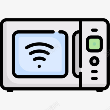 矢量微波炉微波炉domotics22线性颜色图标图标