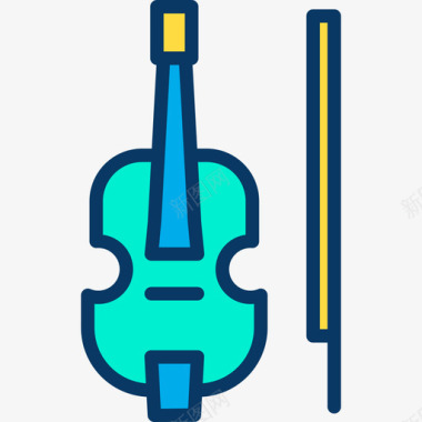 大提琴音乐69线性颜色图标图标