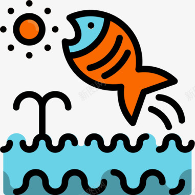 党徽标志素材鱼海滩8线形颜色图标图标