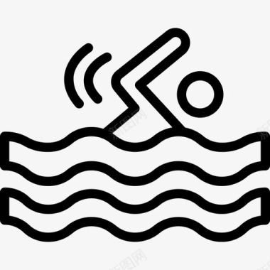 运动小人图标矢量素材游泳运动68直线型图标图标