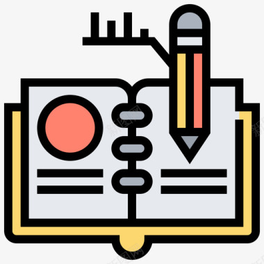 简约教育标志笔记本教育207线性颜色图标图标