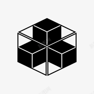立方体连通立方体三维图案图标图标