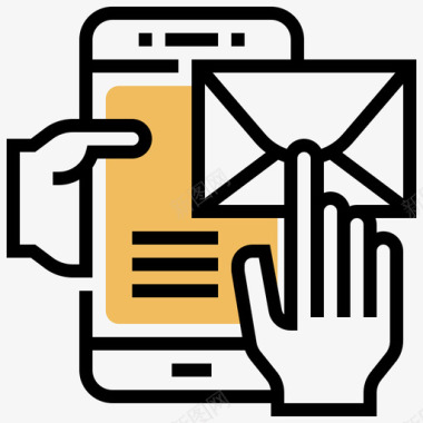 邮件智能手机应用程序5黄色阴影图标图标