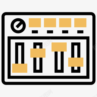 均衡器音乐和多媒体5黄色阴影图标图标