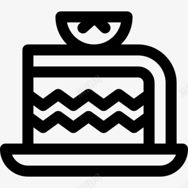 蛋糕片圣诞食品和饮料2线性图标图标