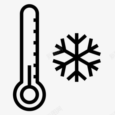 冬天的天气冬天的温度雪温度计图标图标