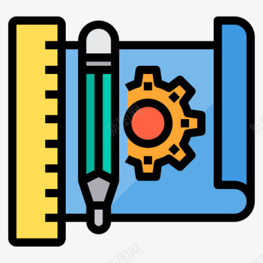平面图矢量平面图工程54线颜色图标图标