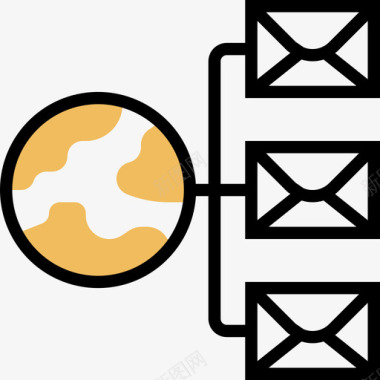 网络邮政要素5黄色阴影图标图标