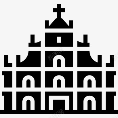 性图标澳门圣保罗大教堂亚洲地标性建筑2座实心图标图标