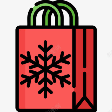 购物袋圣诞169线性颜色图标图标