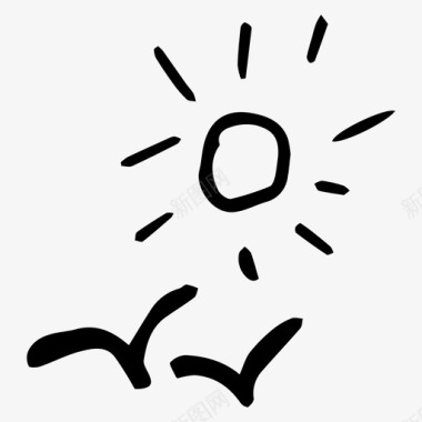 海鸥涂鸦太阳图标图标