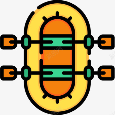 海上探险救生筏探险42线性颜色图标图标